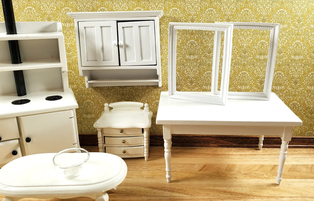 Dollhouse Furniture Lot Scratch & Dent 1:12 Scale White Table Stove Nightstand Picture Frames + - MiniatureCrush