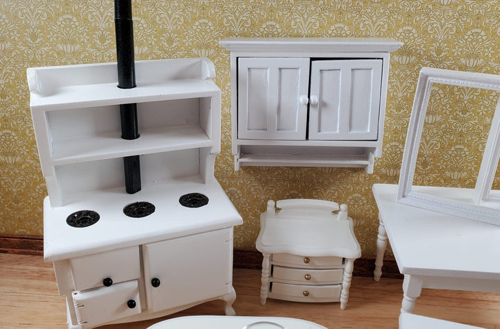Dollhouse Furniture Lot Scratch & Dent 1:12 Scale White Table Stove Nightstand Picture Frames + - MiniatureCrush