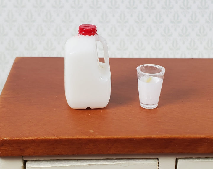 Dollhouse Gallon of White Milk with Filled Cup 1:12 Scale Miniature Food - MiniatureCrush