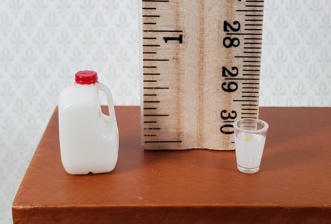 Dollhouse Gallon of White Milk with Filled Cup 1:12 Scale Miniature Food - MiniatureCrush