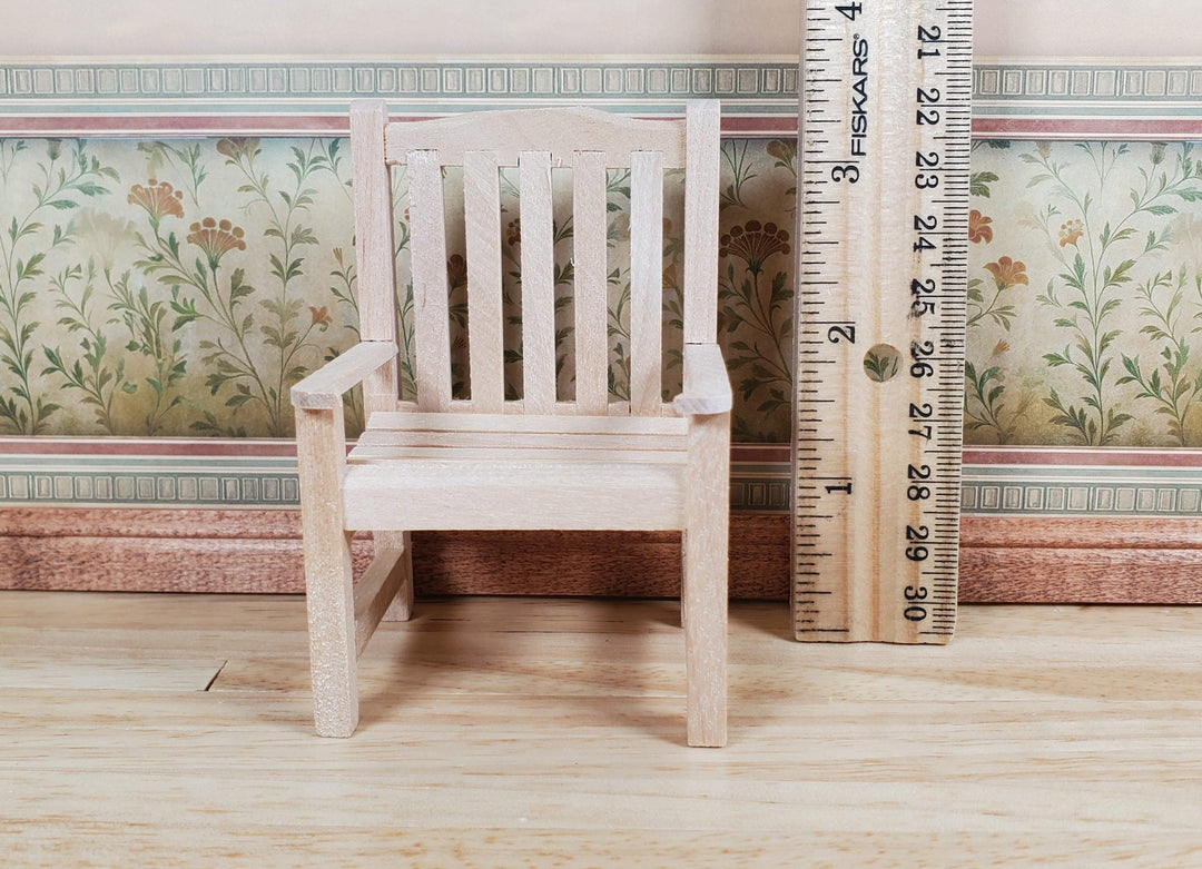 Dollhouse Garden Chair for Porch Patio Unpainted 1:12 Scale Miniature Furniture - MiniatureCrush