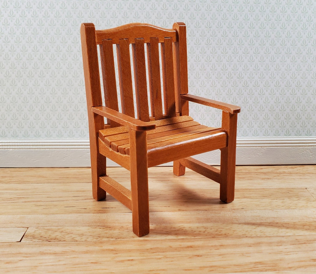 Dollhouse Garden Chair Wood with Walnut Finish 1:12 Scale Miniature Furniture - Miniature Crush