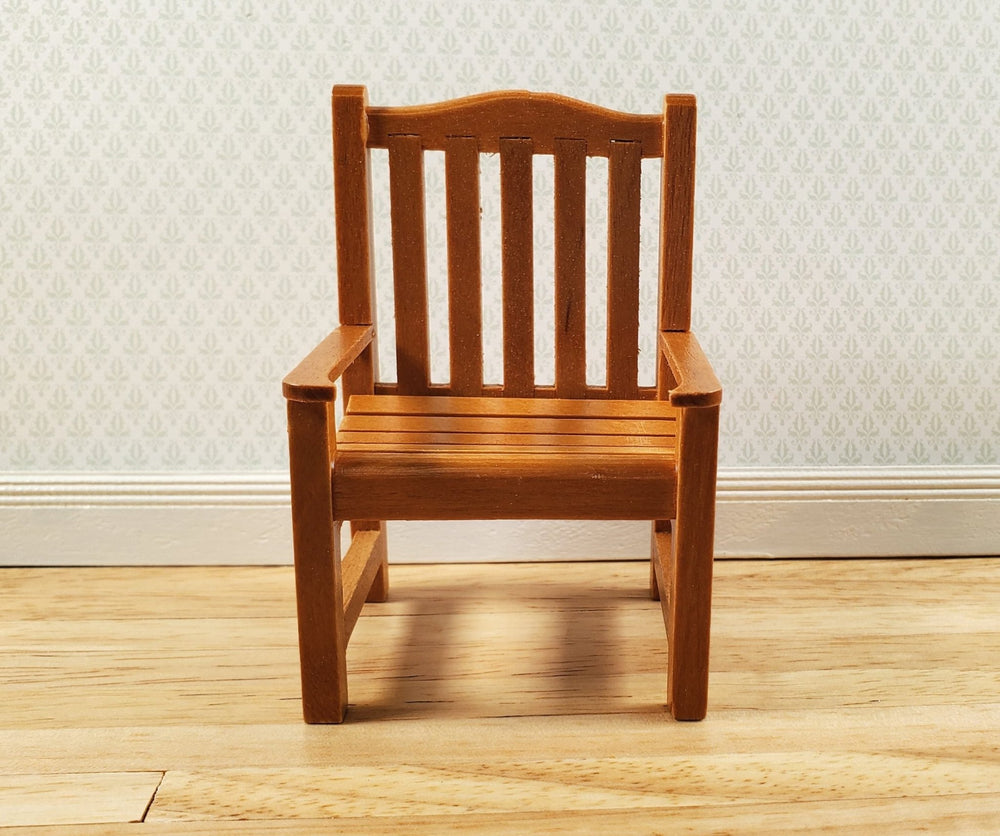 Dollhouse Garden Chair Wood with Walnut Finish 1:12 Scale Miniature Furniture - Miniature Crush