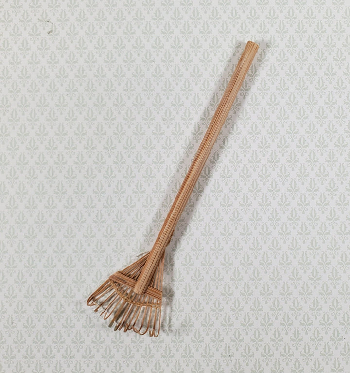 Dollhouse Garden Leaf Rake Bamboo 1:12 Scale Miniature Garden Tool ...