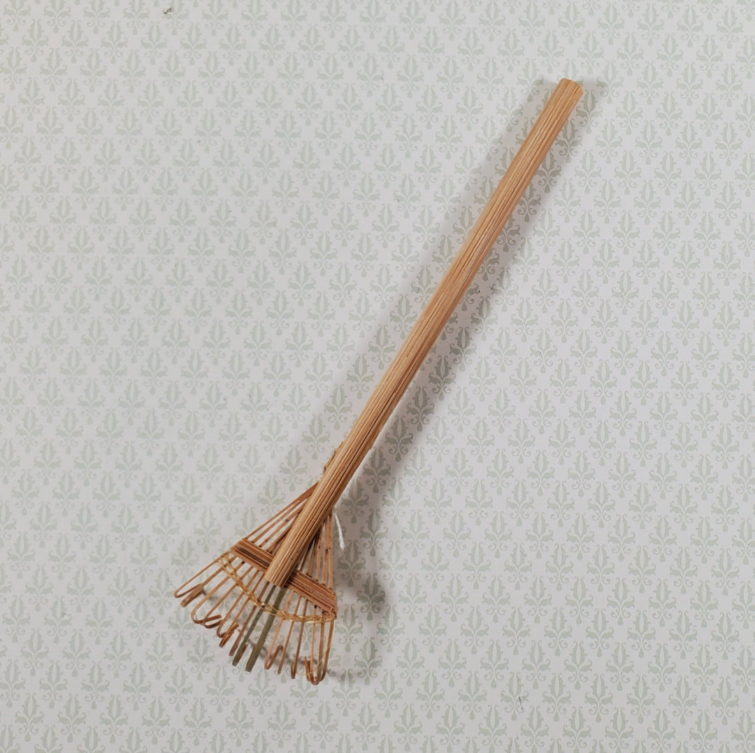 Dollhouse Garden Leaf Rake Bamboo 1:12 Scale Miniature Garden Tool - Miniature Crush