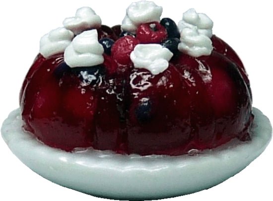 Dollhouse Gelatin Mold Dessert with Fruit on a Plate 1:12 Scale Miniature Food - MiniatureCrush