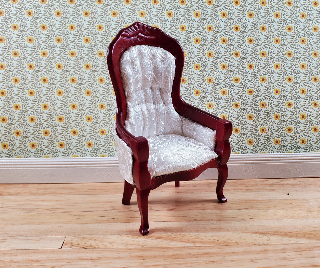 Dollhouse Gentlemen's Chair Victorian White Mahogany Finish 1:12 Scale Furniture - Miniature Crush