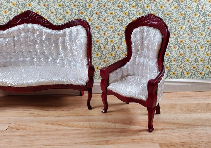 Dollhouse Gentlemen's Chair Victorian White Mahogany Finish 1:12 Scale Furniture - Miniature Crush