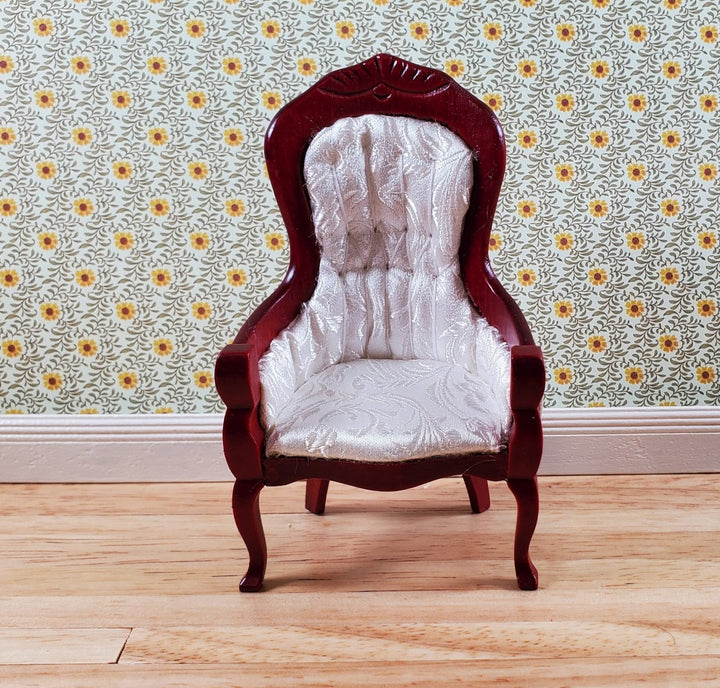 Dollhouse Gentlemen's Chair Victorian White Mahogany Finish 1:12 Scale Furniture - Miniature Crush