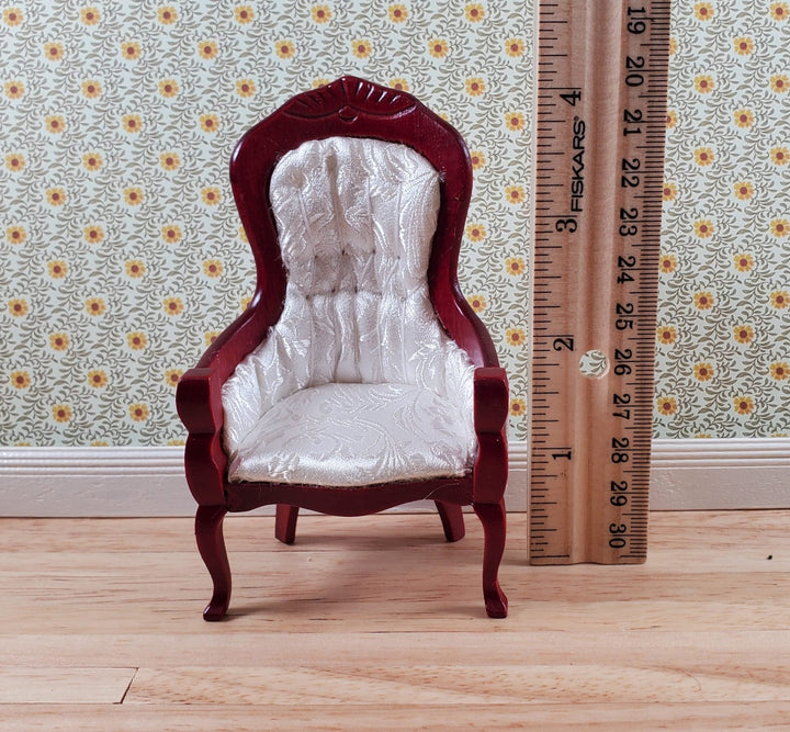 Dollhouse Gentlemen's Chair Victorian White Mahogany Finish 1:12 Scale Furniture - Miniature Crush