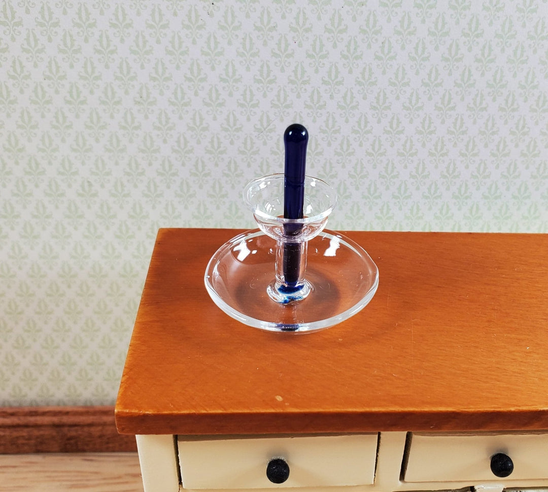 Dollhouse Glass 2 - Tier Serving Stand Cobal Blue Center 1:12 Scale Miniature - MiniatureCrush