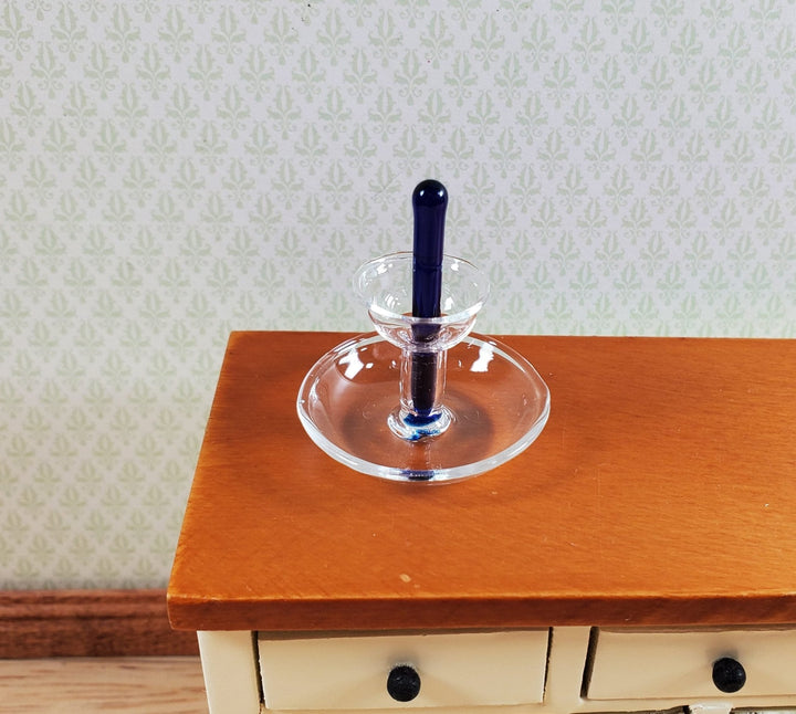 Dollhouse Glass 2 - Tier Serving Stand Cobal Blue Center 1:12 Scale Miniature - MiniatureCrush