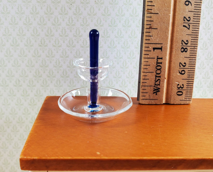 Dollhouse Glass 2 - Tier Serving Stand Cobal Blue Center 1:12 Scale Miniature - MiniatureCrush