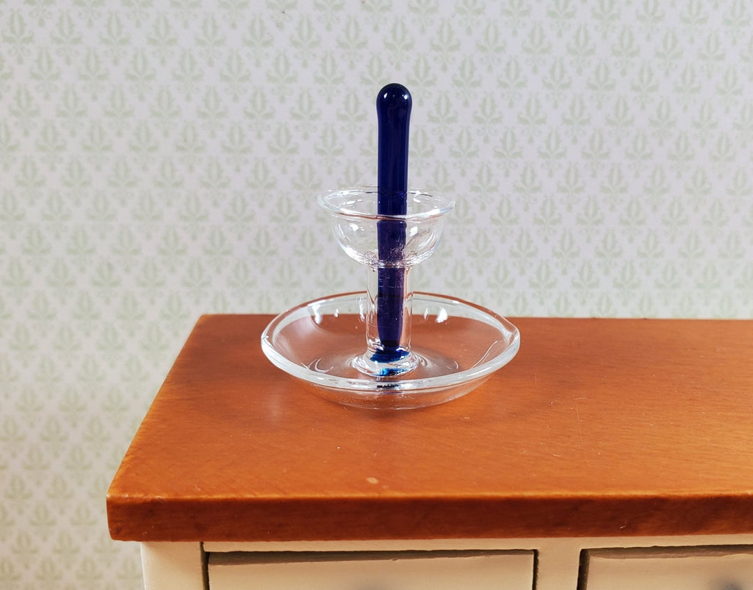 Dollhouse Glass 2 - Tier Serving Stand Cobal Blue Center 1:12 Scale Miniature - MiniatureCrush
