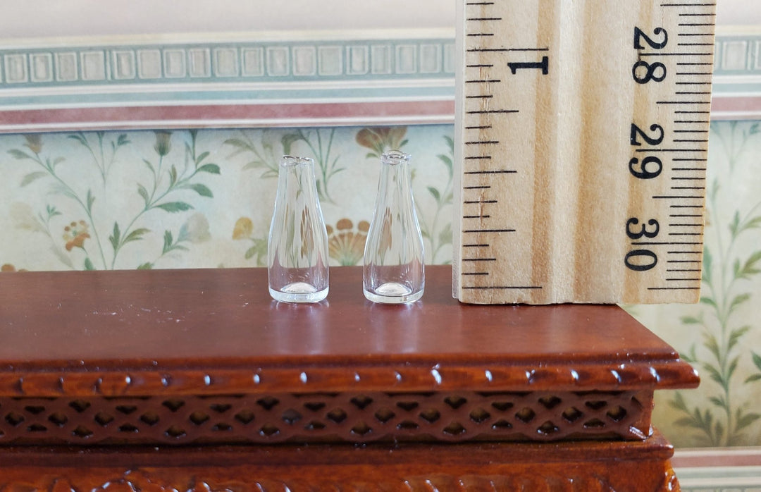 Dollhouse Glass Bottles or Bud Vases Clear x2 1:12 Scale Miniature Decor - MiniatureCrush