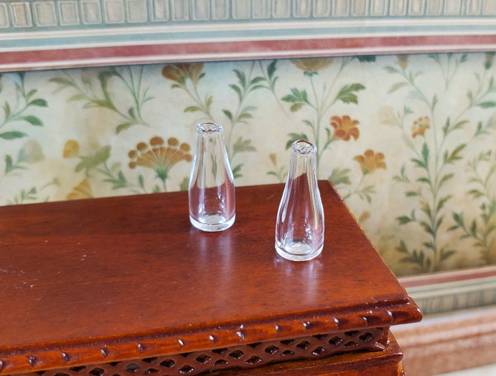 Dollhouse Glass Bottles or Bud Vases Clear x2 1:12 Scale Miniature Decor - MiniatureCrush