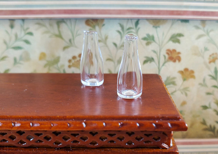 Dollhouse Glass Bottles or Bud Vases Clear x2 1:12 Scale Miniature Decor - MiniatureCrush