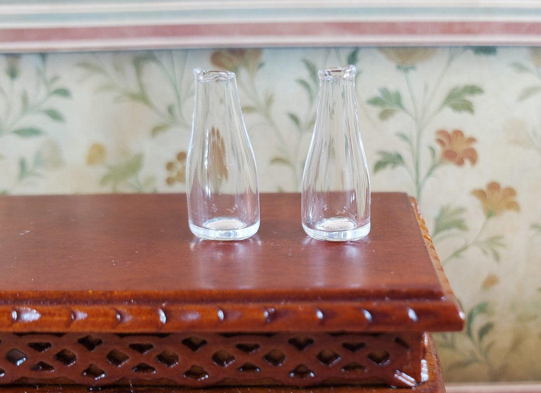 Dollhouse Glass Bottles or Bud Vases Clear x2 1:12 Scale Miniature Decor - MiniatureCrush