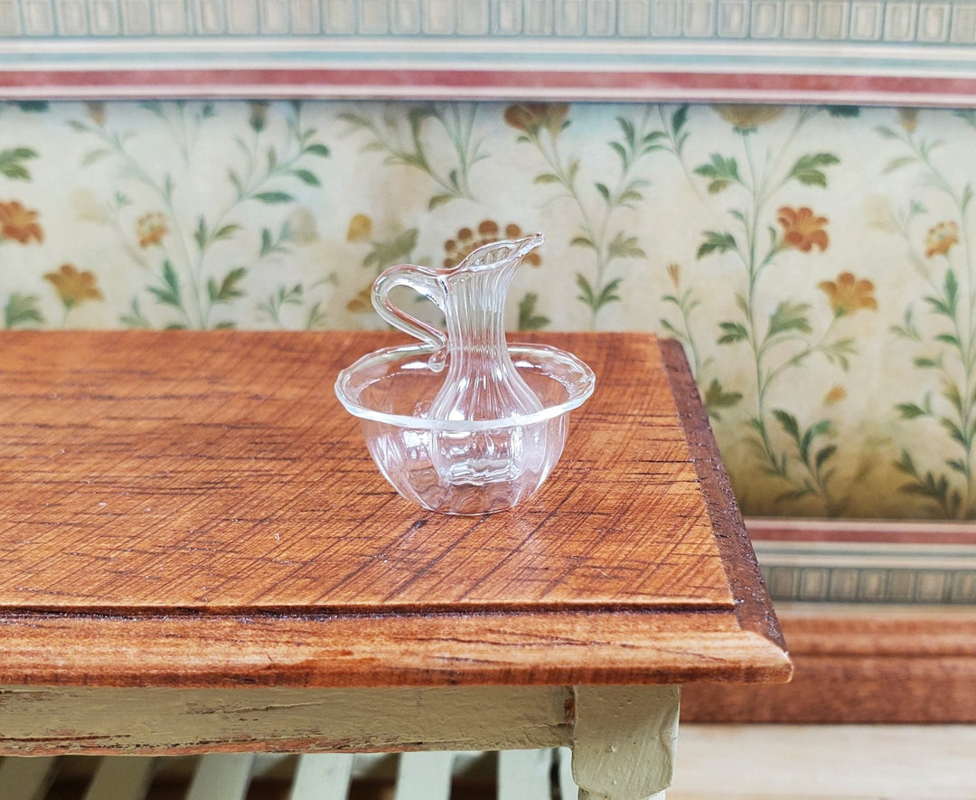 Dollhouse Glass Bowl and Pitcher Set 1:12 Scale Miniature Decoration Dining - MiniatureCrush