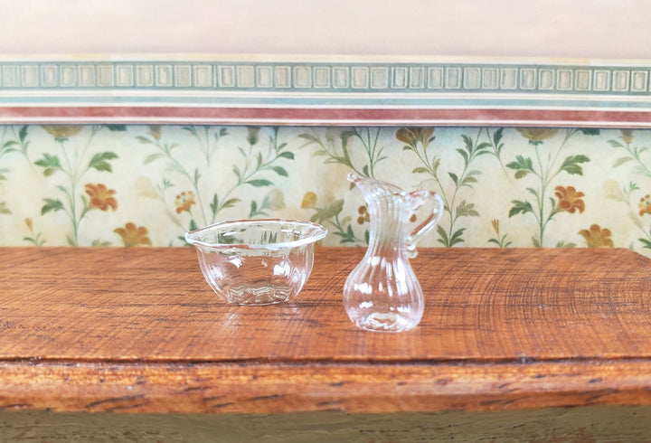 Dollhouse Glass Bowl and Pitcher Set 1:12 Scale Miniature Decoration Dining - MiniatureCrush