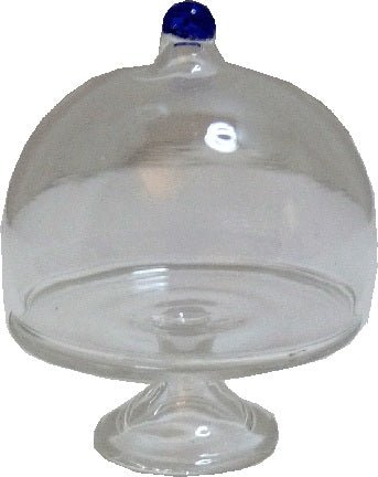 Dollhouse Glass Cake Plate Pedestal with Dome Lid 1:12 Scale Miniature - MiniatureCrush