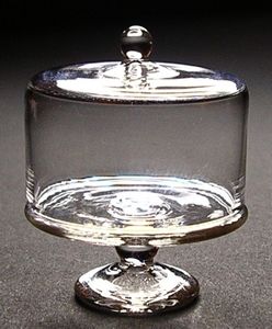 Dollhouse Glass Cake Plate with Cover 1:6 Scale Miniature Kitchen Accessory - MiniatureCrush