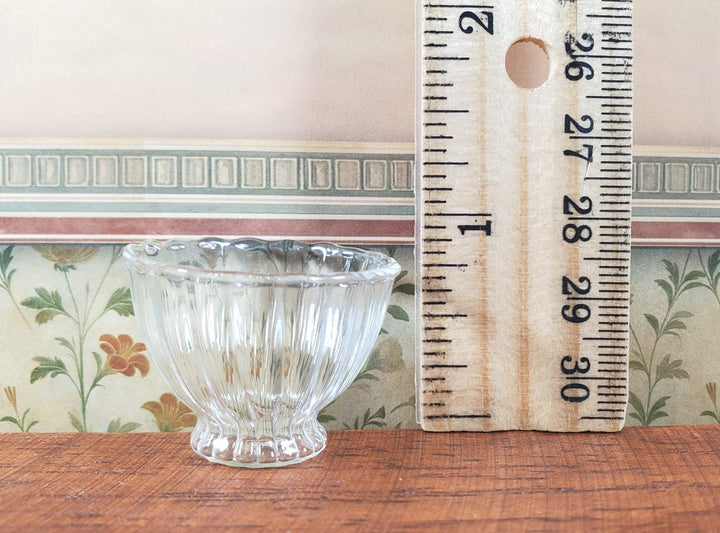 Dollhouse Glass Flared Ribbed Bowl 1:12 Scale Miniature Decor - MiniatureCrush