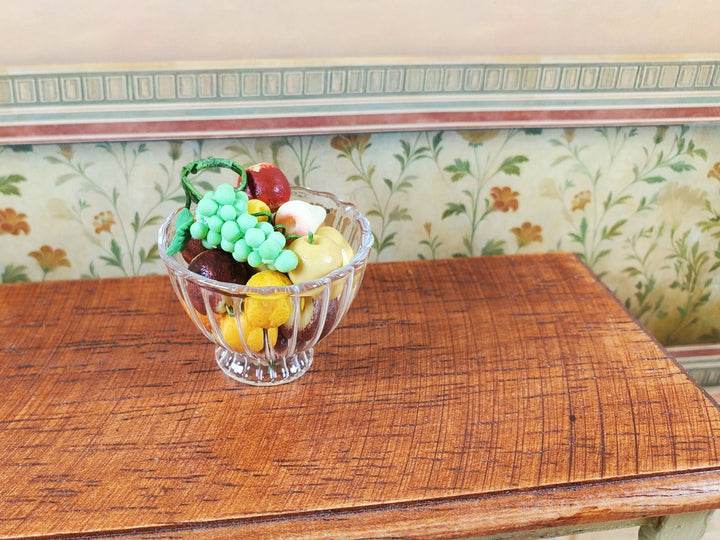 Dollhouse Glass Flared Ribbed Bowl 1:12 Scale Miniature Decor - MiniatureCrush