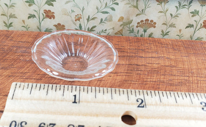 Dollhouse Glass Flared Ribbed Platter 1:12 Scale Miniature Kitchen Decor - MiniatureCrush