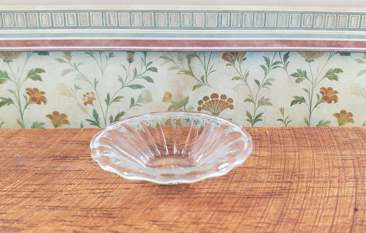 Dollhouse Glass Flared Ribbed Platter 1:12 Scale Miniature Kitchen Decor - MiniatureCrush