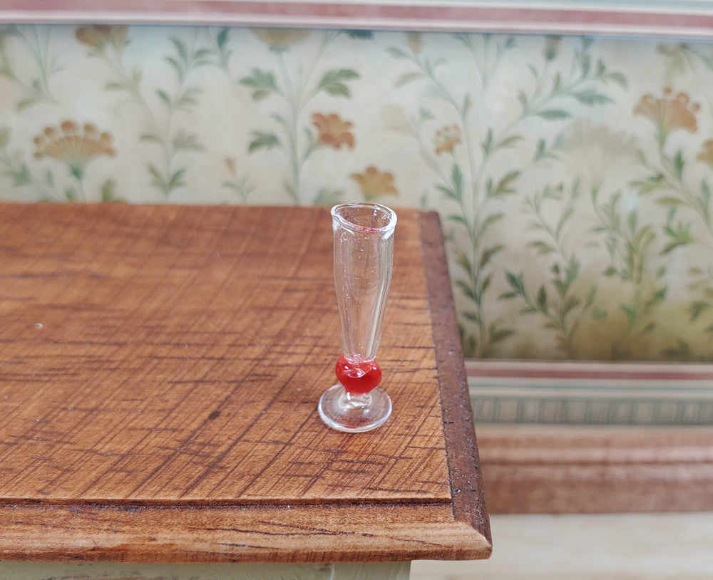 Dollhouse Glass Flute with Heart Design 1:12 Scale Miniature Kitchen Dining - MiniatureCrush