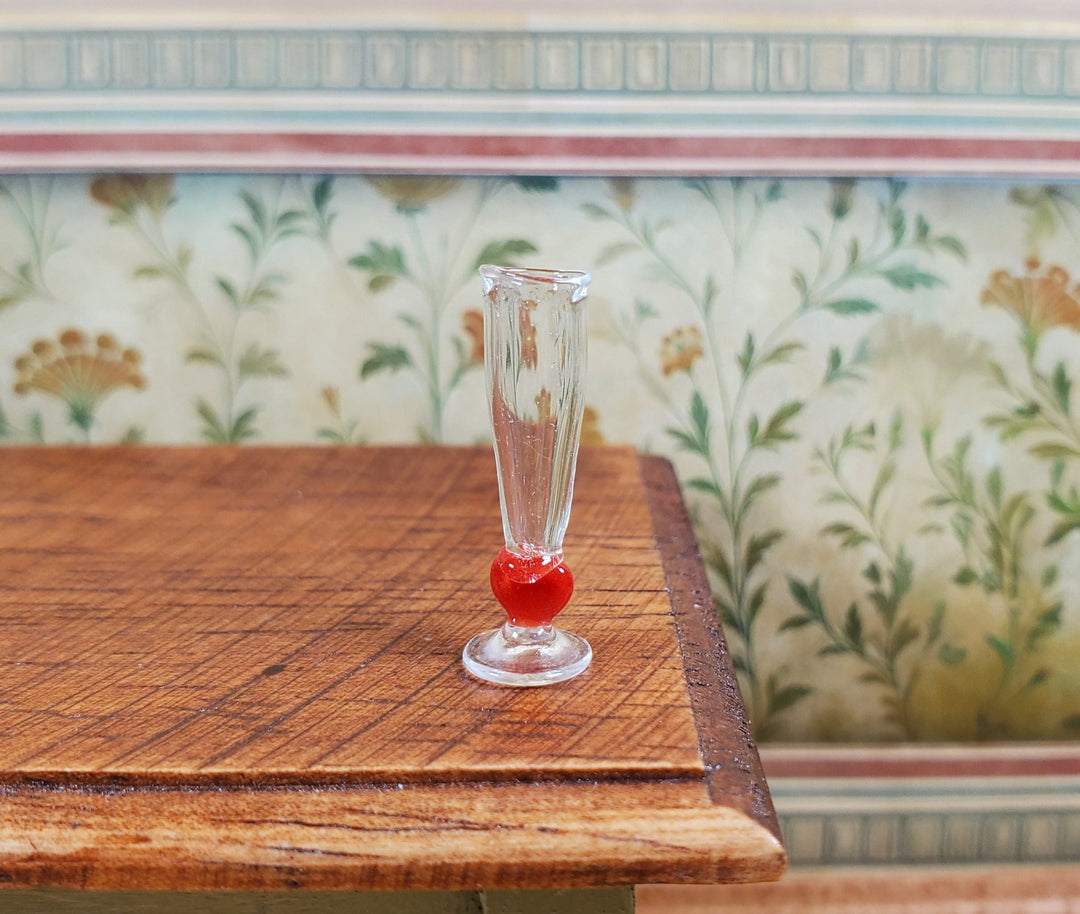 Dollhouse Glass Flute with Heart Design 1:12 Scale Miniature Kitchen Dining - MiniatureCrush