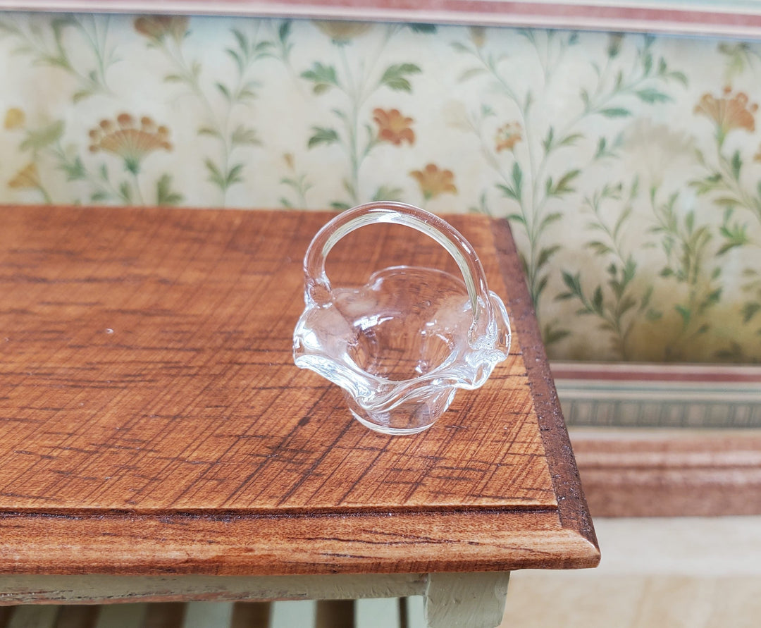 Dollhouse Glass Fluted Basket 1:12 Scale Miniature Decoration Flowers - MiniatureCrush