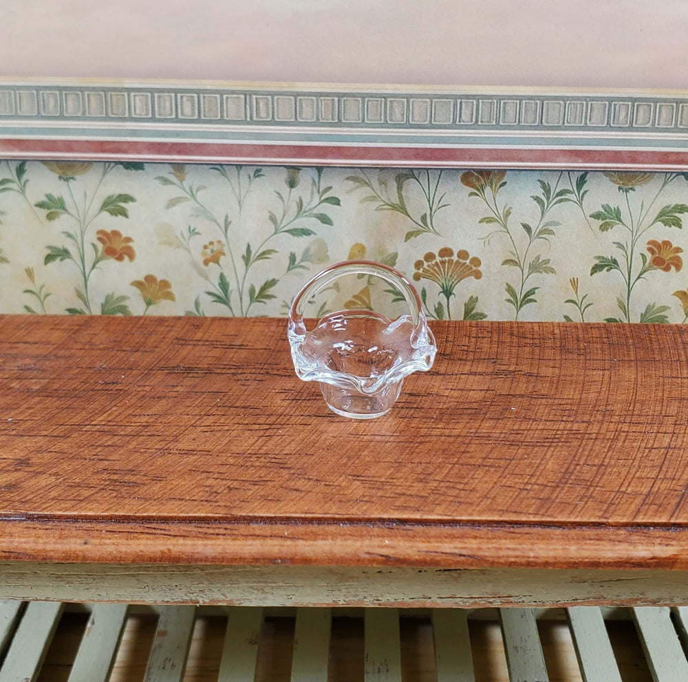 Dollhouse Glass Fluted Basket 1:12 Scale Miniature Decoration Flowers - MiniatureCrush