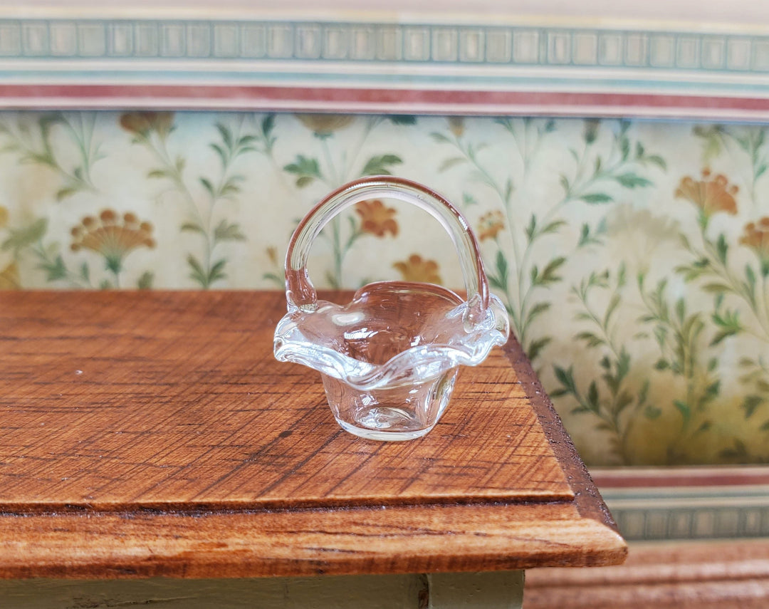 Dollhouse Glass Fluted Basket 1:12 Scale Miniature Decoration Flowers - MiniatureCrush