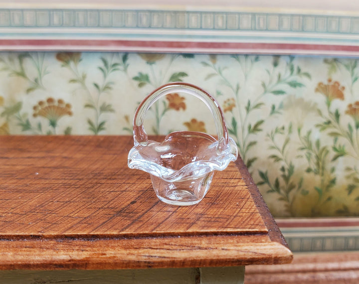 Dollhouse Glass Fluted Basket 1:12 Scale Miniature Decoration Flowers - MiniatureCrush