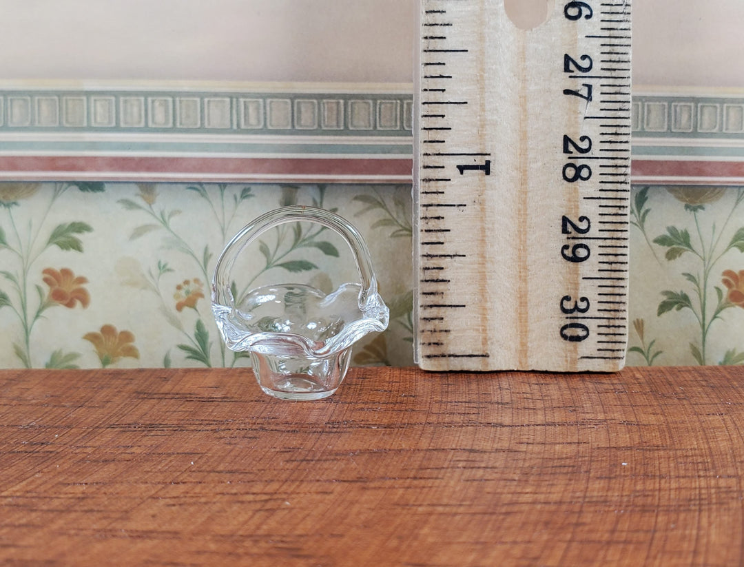 Dollhouse Glass Fluted Basket 1:12 Scale Miniature Decoration Flowers - MiniatureCrush