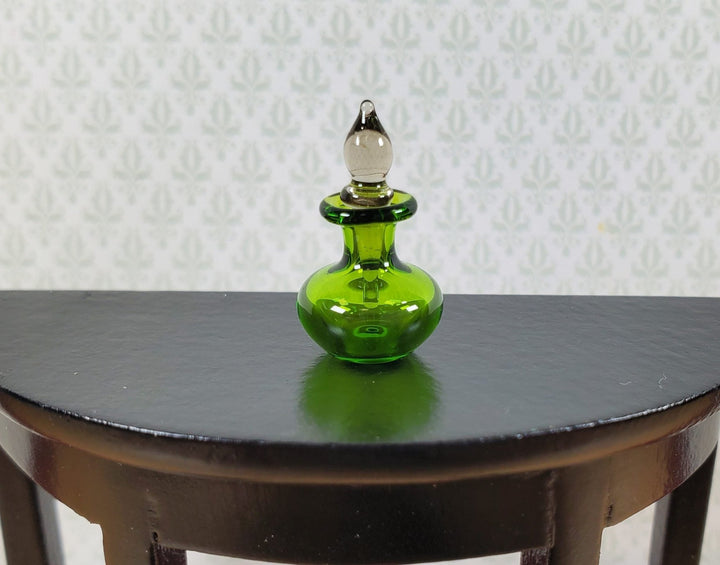 Dollhouse Glass Jar with Stopper Green Hand Blown Glass 1:12 Scale Miniature - MiniatureCrush