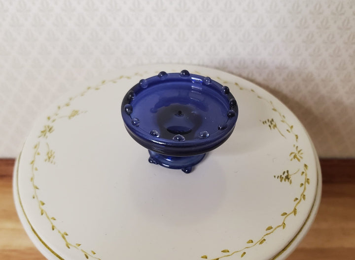 Dollhouse Glass Pedestal Bowl or Cake Stand Blue 1:12 Scale Miniature - MiniatureCrush