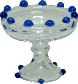 Dollhouse Glass Pedestal Bowl with Blue Accents 1:12 Scale Miniatures - MiniatureCrush