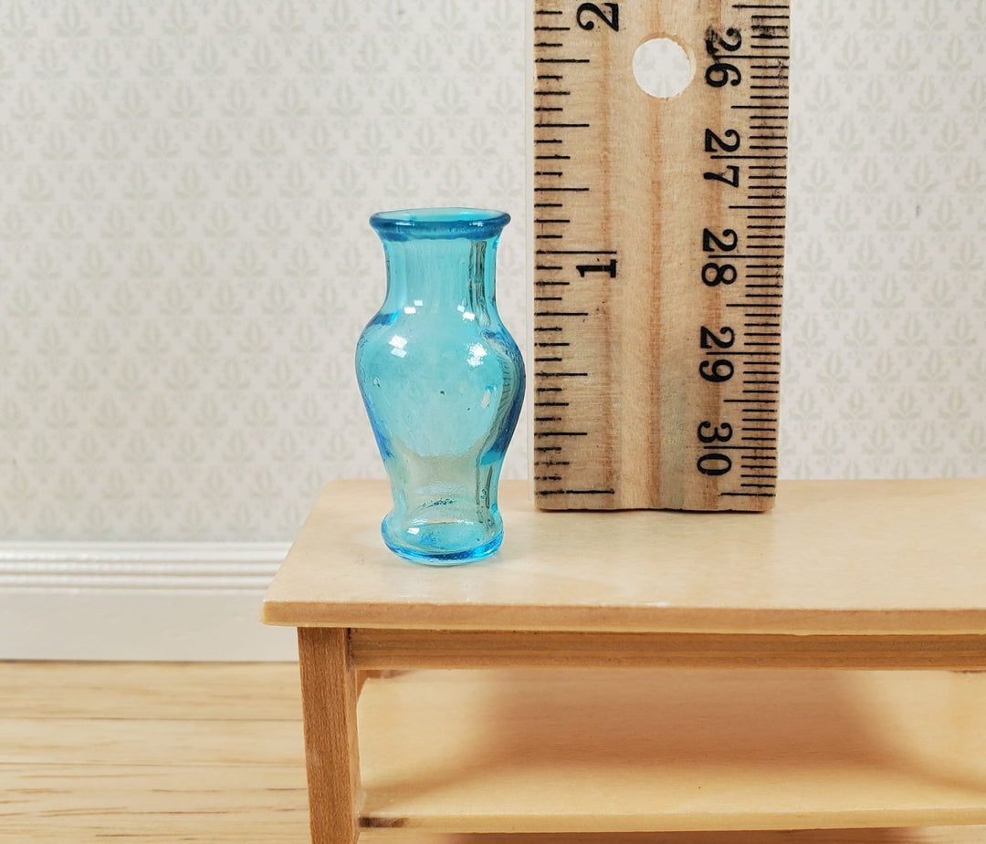 Dollhouse Glass Pedestal Vase Large Aqua Color 1:12 Scale some color flaws - MiniatureCrush
