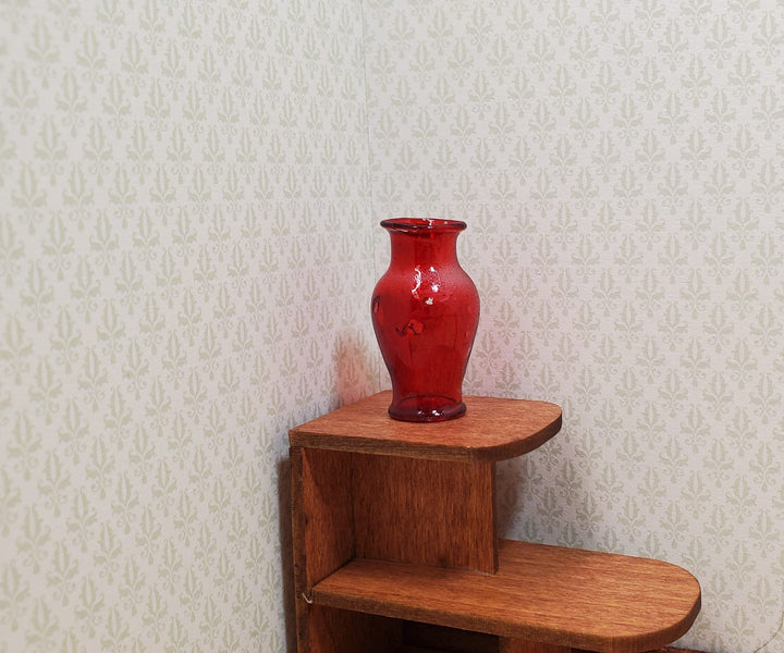 Dollhouse Glass Pedestal Vase Large Red Color 1:12 Scale some color flaws - MiniatureCrush