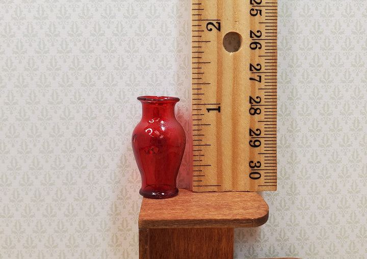 Dollhouse Glass Pedestal Vase Large Red Color 1:12 Scale some color flaws - MiniatureCrush