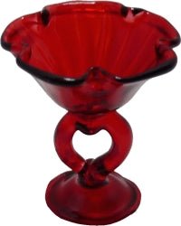 Dollhouse Glass Red Bowl on Heart Stand 1:12 Scale Miniature Decoration - MiniatureCrush