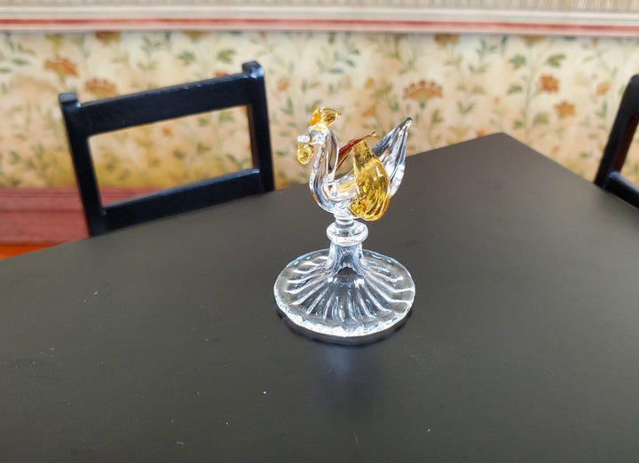 Dollhouse Glass Rooster Centerpiece Sculpture 1:12 Scale Miniature - MiniatureCrush