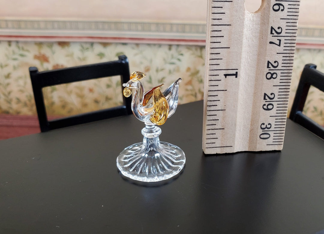 Dollhouse Glass Rooster Centerpiece Sculpture 1:12 Scale Miniature - MiniatureCrush