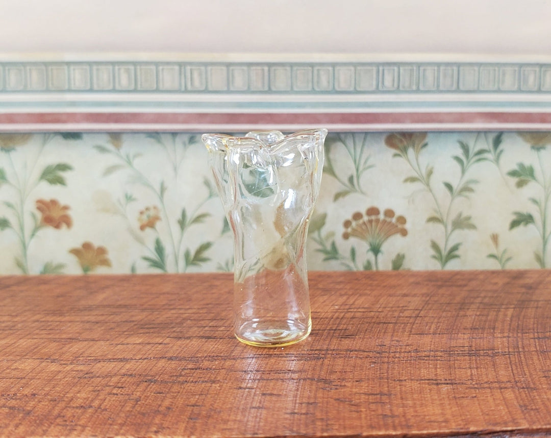 Dollhouse Glass Ruffled Vase Clear 1:12 Scale Miniature Decoration - MiniatureCrush