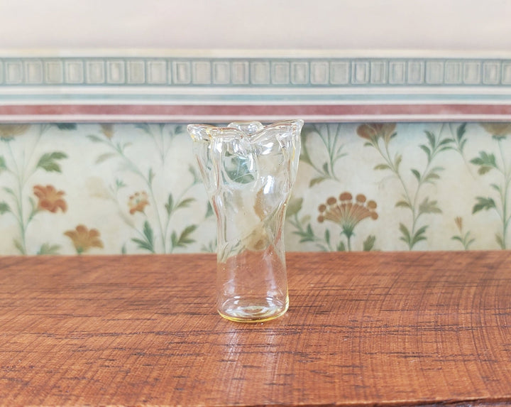Dollhouse Glass Ruffled Vase Clear 1:12 Scale Miniature Decoration - MiniatureCrush