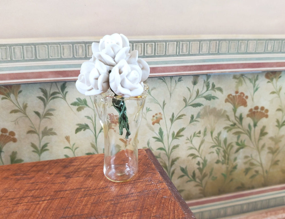 Dollhouse Glass Ruffled Vase Clear 1:12 Scale Miniature Decoration - MiniatureCrush