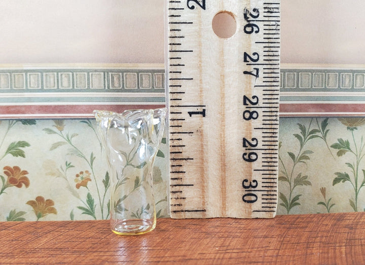 Dollhouse Glass Ruffled Vase Clear 1:12 Scale Miniature Decoration - MiniatureCrush